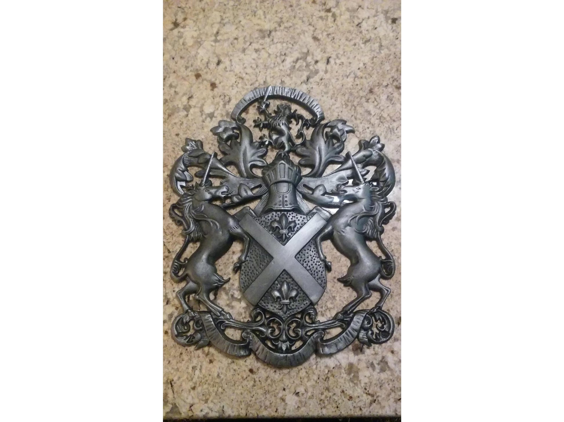 Coat of Arms Wall Plaque Family Crest Design Heraldry | PICK YOUR COLOR | Shield Wall Decor Metal Art Unicorn Lion Fleur de Lis Coat of Arms