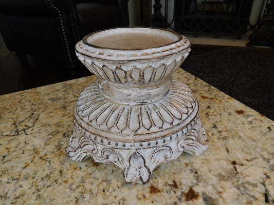 Round Candle Base, PICK YOUR COLOR, Pillar Candle Holder, Tuscan Decor, Candle Riser, Candle Pedestal, Rustic Wedding Table Centerpiece