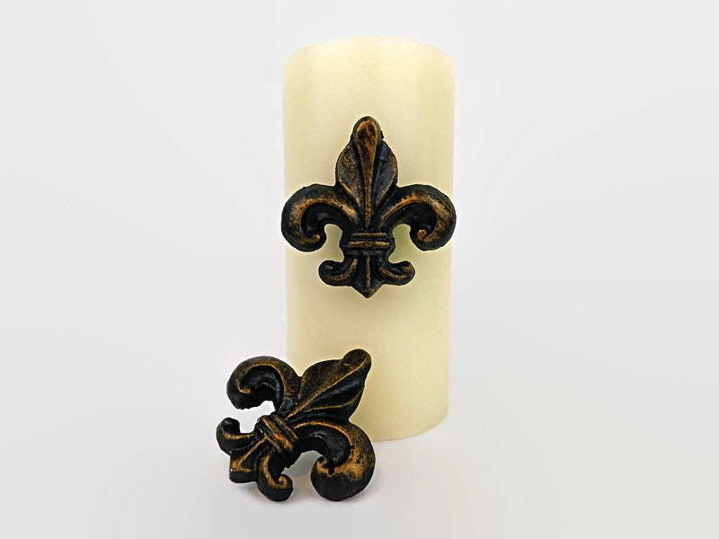 Set Of 2 Fleur De lis Candle Pins for Pillar Candles | PICK YOUR COLOR | Two Candle Pins, Fleur De Lis Decor, Candle Art, FleurDeLisJunkie