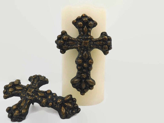 Set of 2 Cross Candle Accent Pin | PICK YOUR COLOR | Old World | Tuscan | Medieval | Crosses | Wedding favor | Baptism | Fleurdelisjunkie