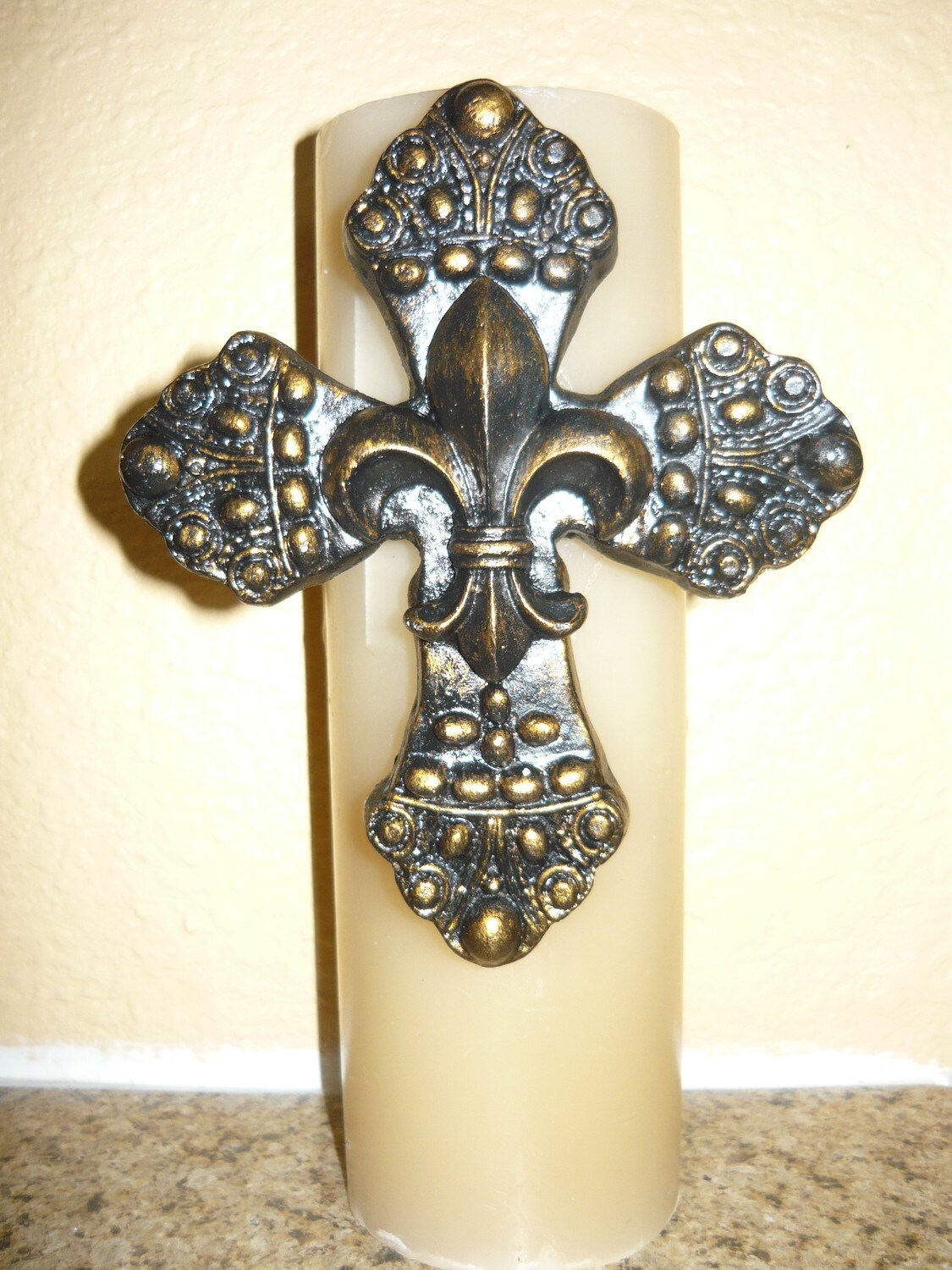 Cross Candle Pin | PICK YOUR COLOR | Fleur de Lis | Old World | Tuscan | French Country | Pillar Candle | Candle Pin | FleurDeLisJunkie |