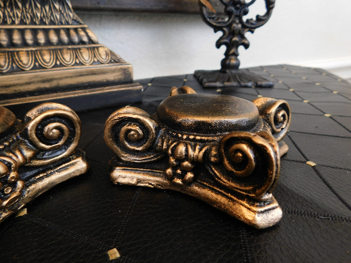 TWO GOLD Capital Candle Holder for Votive Candles WITH Glass Crowns | Pick Your Color | Rose Bowl Riser |  FleurDeLisJunkie
