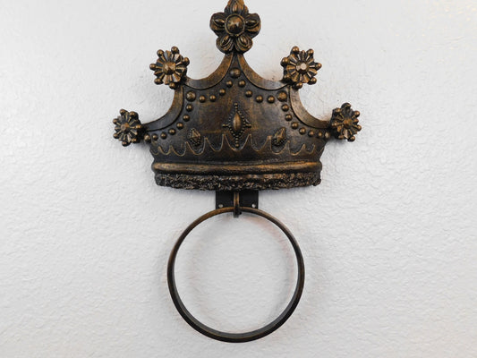 Crown Towel Ring | PICK YOUR COLOR | Crown Bathroom Decor, 6 inch Towel hanger Bath Decor Bathroom Fixture Ornate Bathroom Ornate Towel Ring