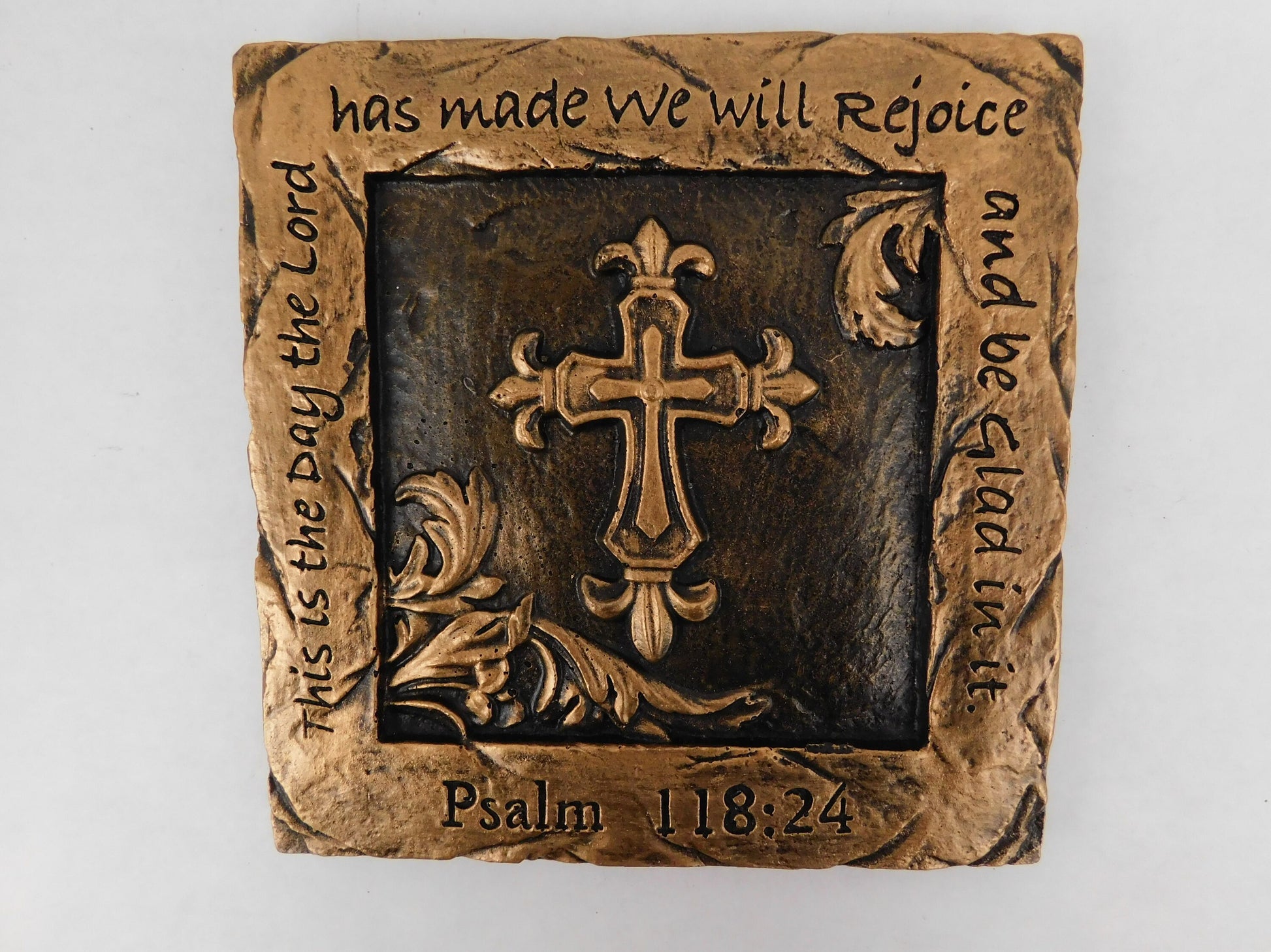 GOLD Cross Wall Plaque with Psalm Bible verse - Birthday Present