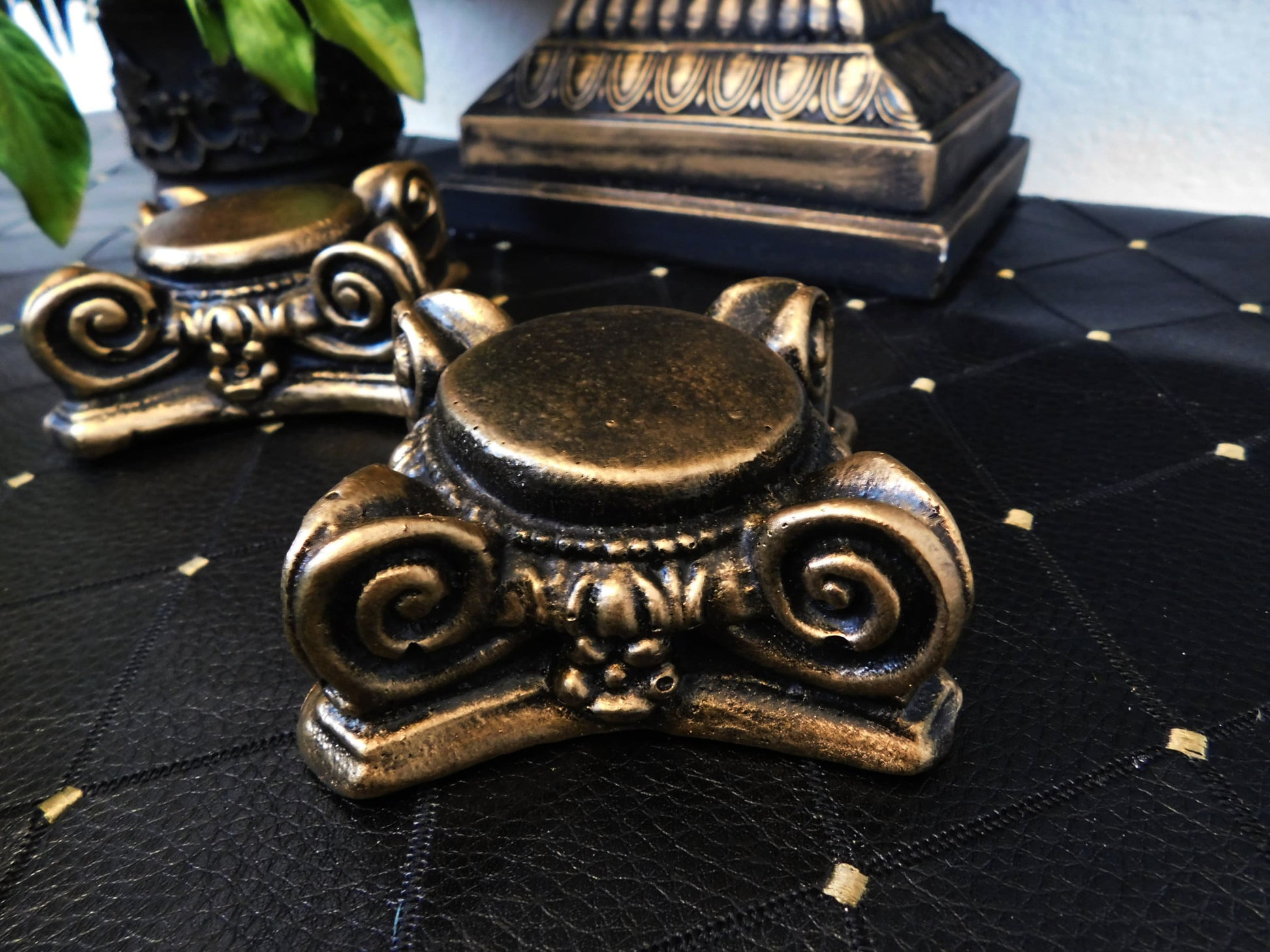 TWO GOLD Capital Candle Holder for Votive Candles WITH Glass Crowns | Pick Your Color | Rose Bowl Riser |  FleurDeLisJunkie