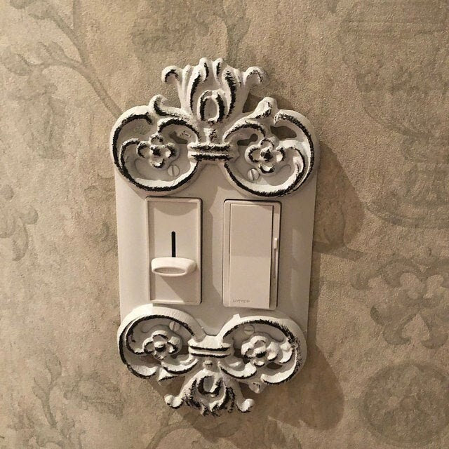 Metal Ornate 2 Rocker Switch Plate Cover, PICK Your COLOR | Two gang GFI Rocker, Switch Cover Outlet Plate Covers, Double Rocker
