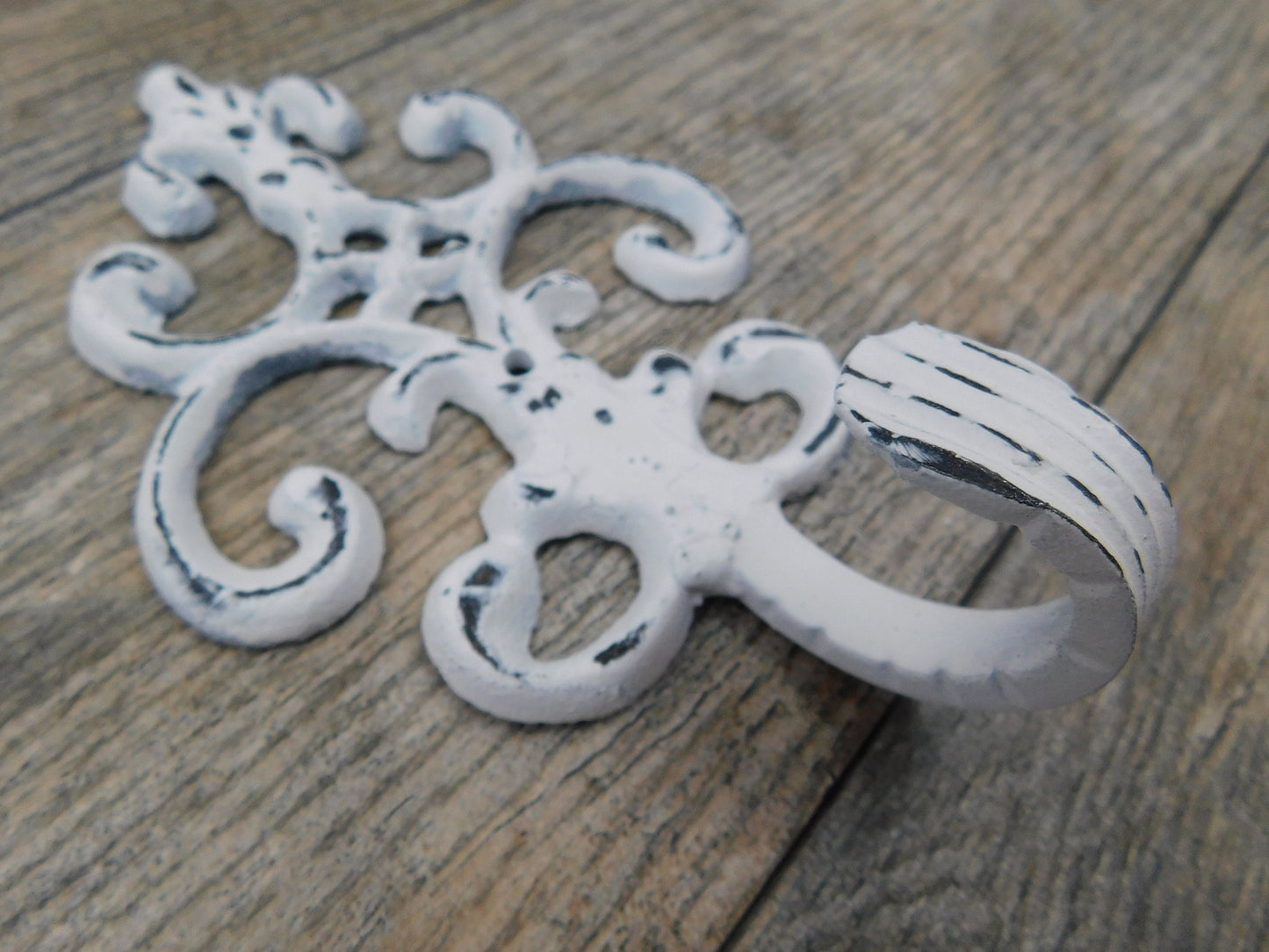 Shabby Chic Bath Towel Hook for Wall | PICK YOUR COLOR | Organization Hook | Scroll Home Decor | Fleur De Lis Metal Hook | Iron Wall Decor |