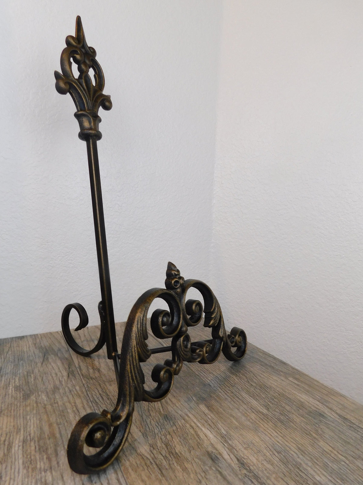 Heavy Fancy Iron Scroll Easel | PICK YOUR COLOR | Fleur de Lis | Crown | Old World | Tuscan | Medieval | Picture stand | FleurDeLisJunkie