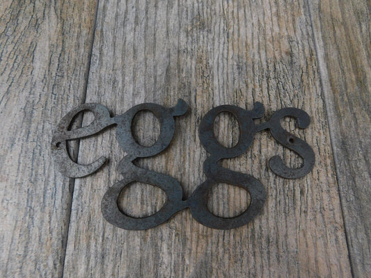 EGGS Metal Wall Art Word Sign | PICK Your COLOR | Craft Supplies | FleurdelisJunkie | Kitchen Wall Decor Rustic Steel, Farm, Farmhouse