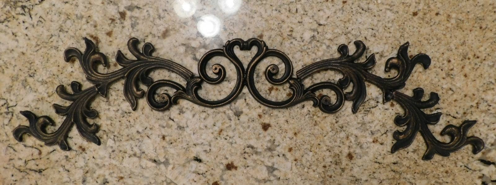 32 " Cast Iron Topper | Pediment | Wall Plaque | Valance | Old World | Tuscan | Metal Art | Original Design | FleurDeLisJunkie