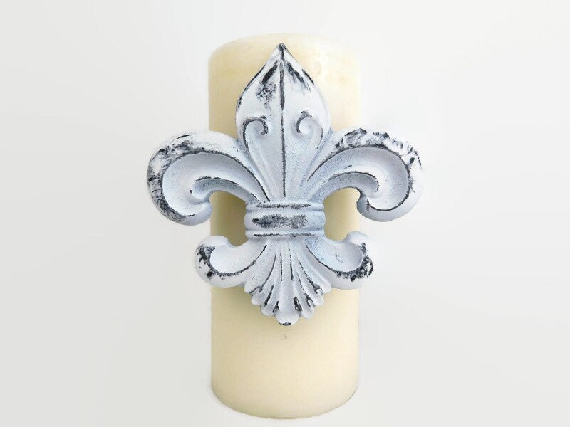 Shabby Chic Fleur de Lis Candle Pin | PICK YOUR COLOR | Candle Tack, New Orleans, Louisiana, Saints, French Country Home Decor |