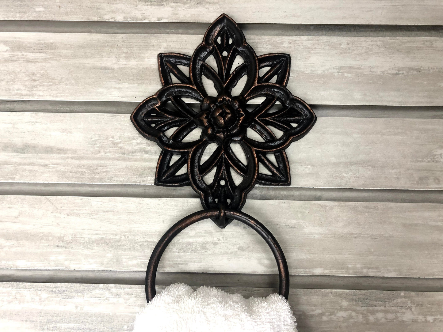 Oil Rubbed Bronze Towel Ring | Medallion | Pick Your Color | Cast Iron Towel Ring | Towel Hanger | Shabby Chic Bathroom | Fleurdelisjunkie