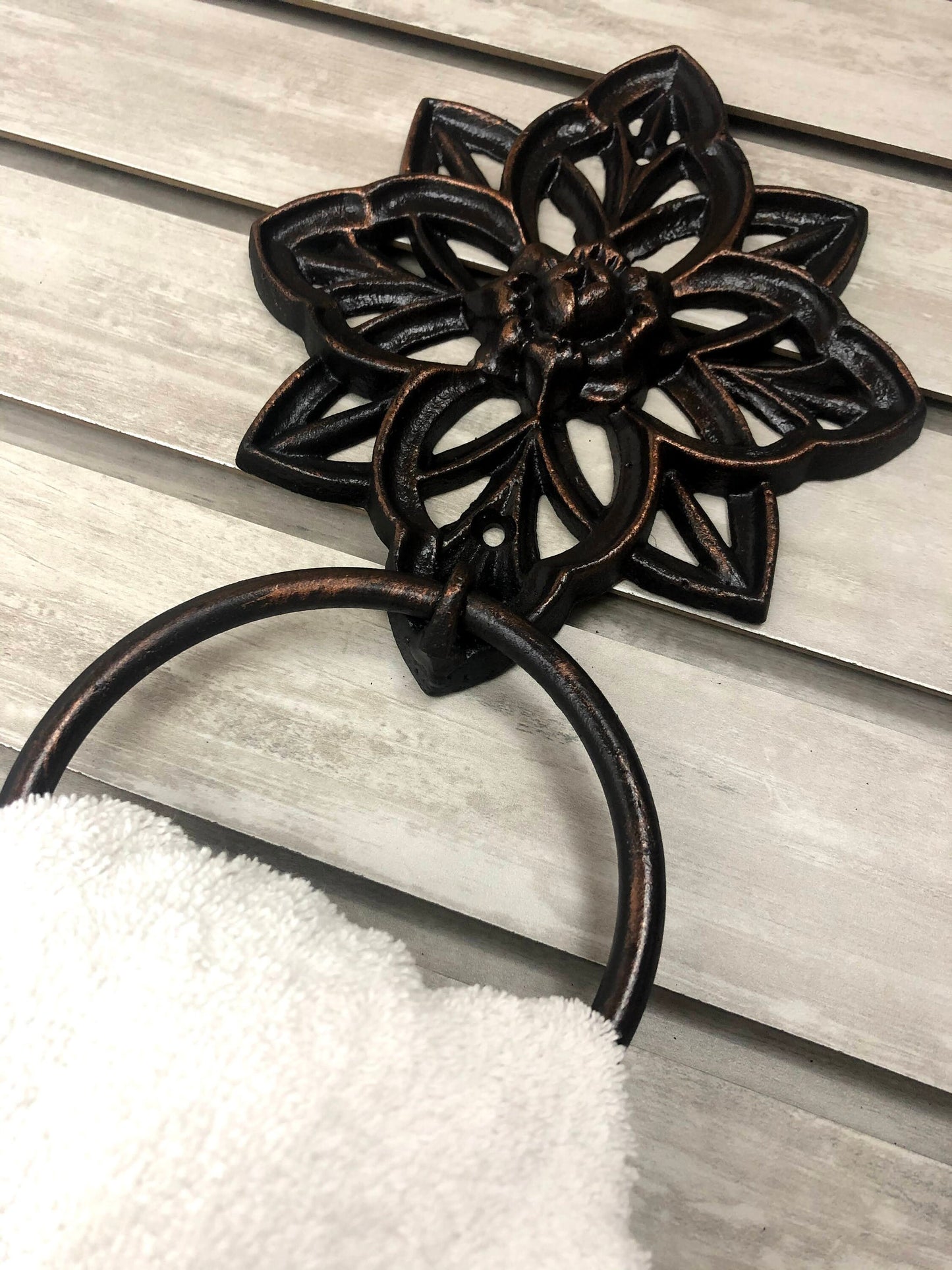 Oil Rubbed Bronze Towel Ring | Medallion | Pick Your Color | Cast Iron Towel Ring | Towel Hanger | Shabby Chic Bathroom | Fleurdelisjunkie