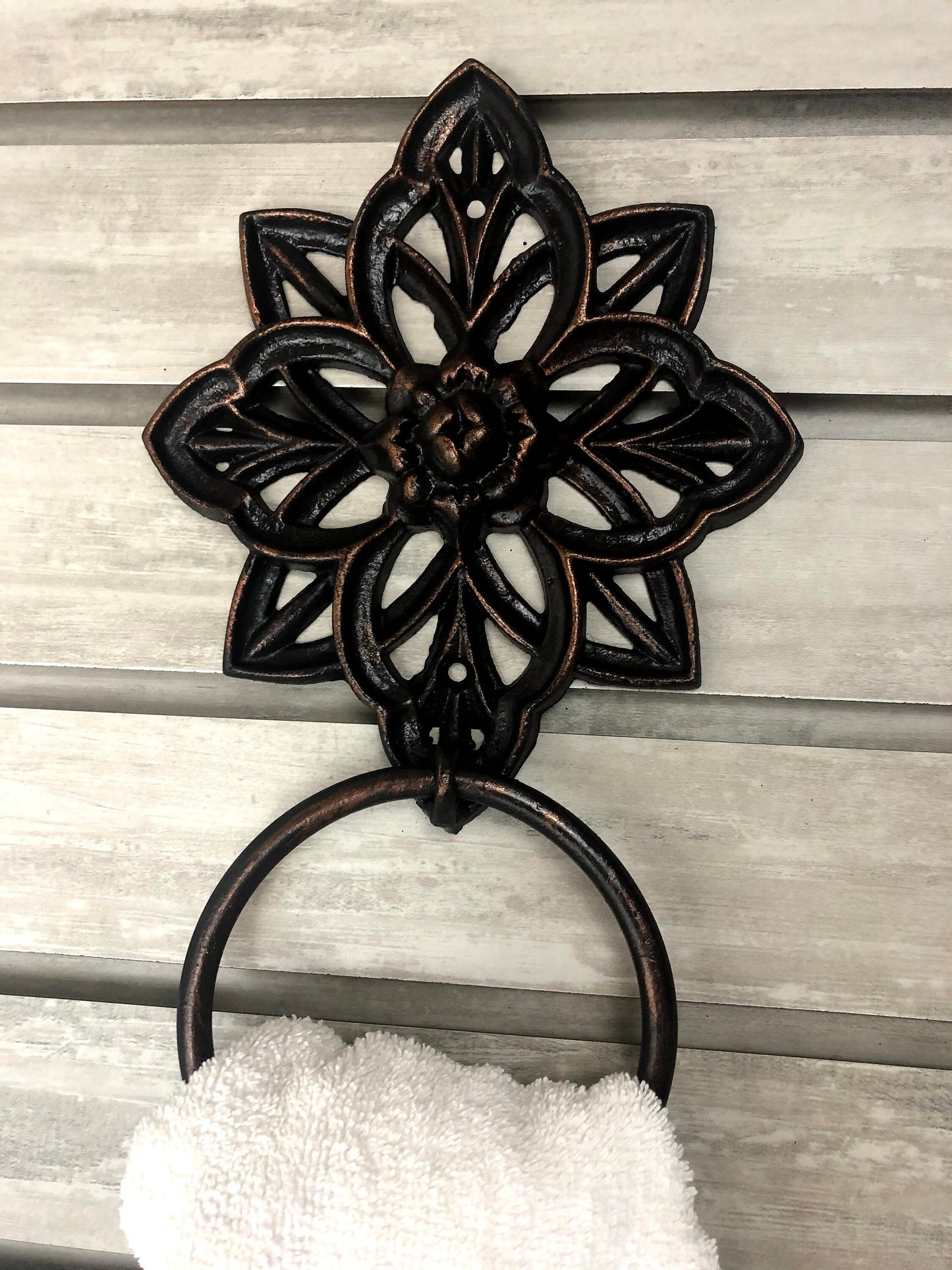 Oil Rubbed Bronze Towel Ring | Medallion | Pick Your Color | Cast Iron Towel Ring | Towel Hanger | Shabby Chic Bathroom | Fleurdelisjunkie