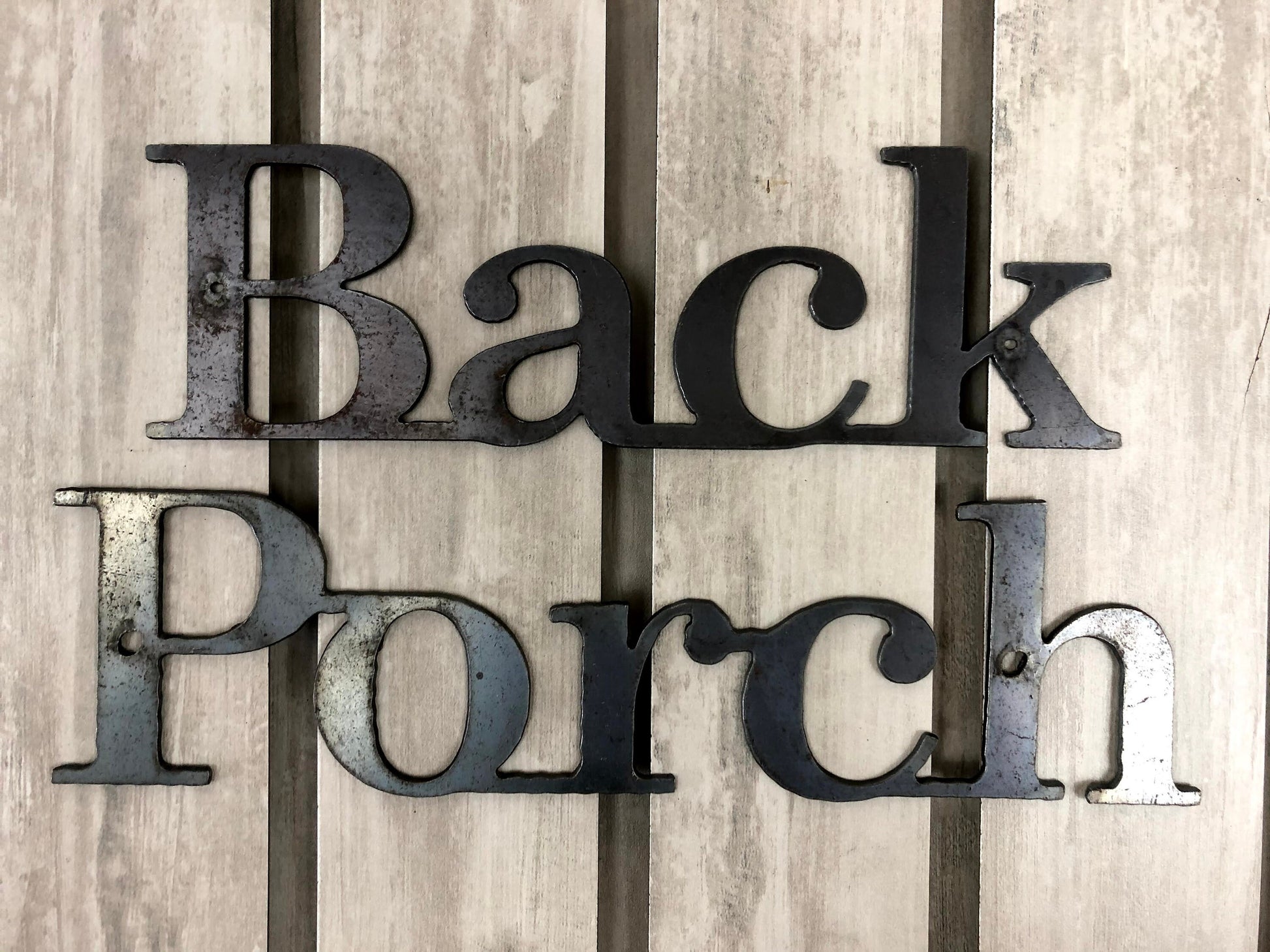 Back Porch sign | PICK YOUR COLOR | Metal Letters | Wall Decor | Rustic Letters | Metal Cut Letters | FleurDeLisJunkie |