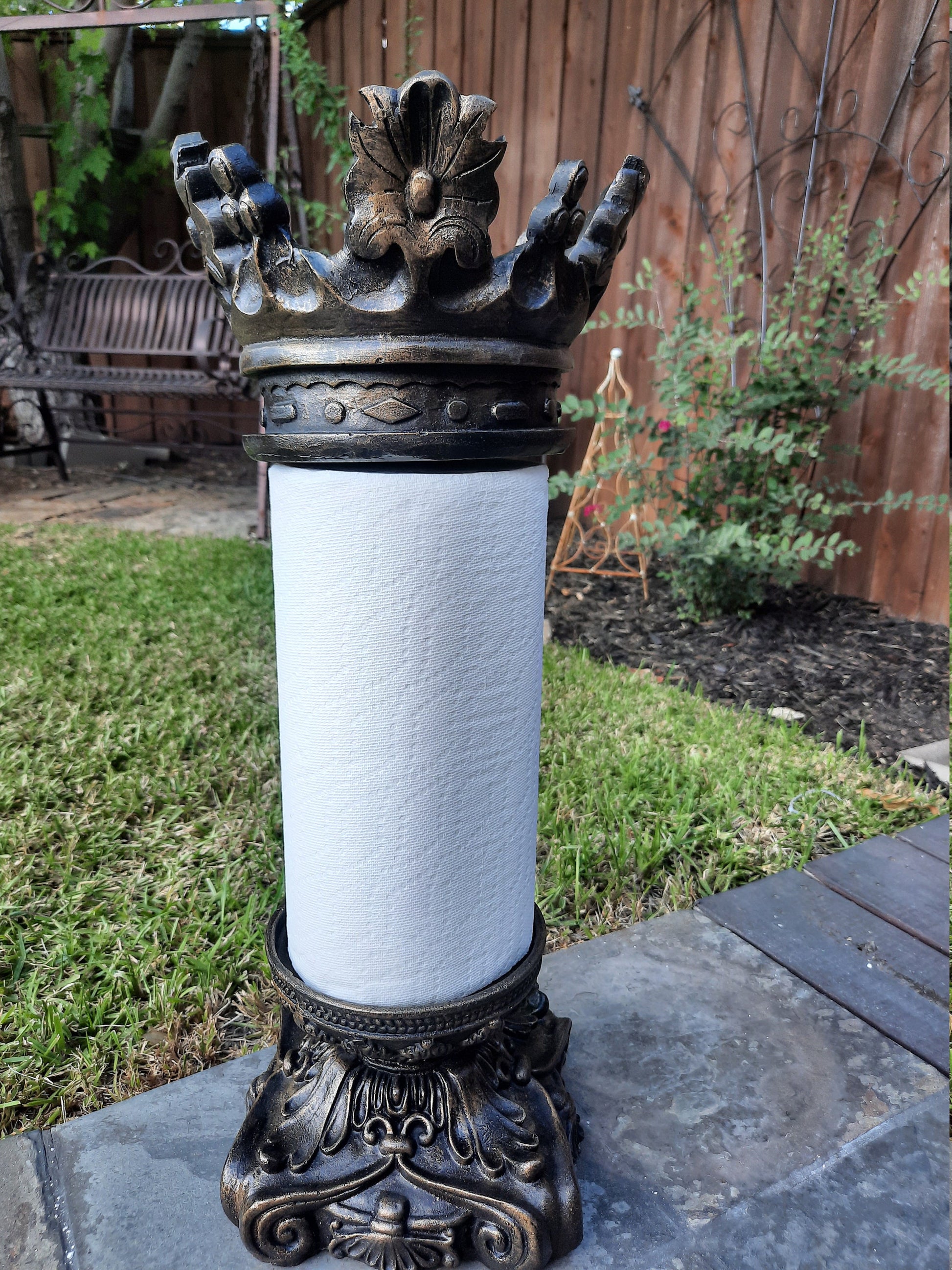 Royal Paper Towel Holder with Crown Top, PICK YOUR COLOR, Old World, Tuscan Kitchen | Fleur de Lis French Country | FleurDeLisJunkie