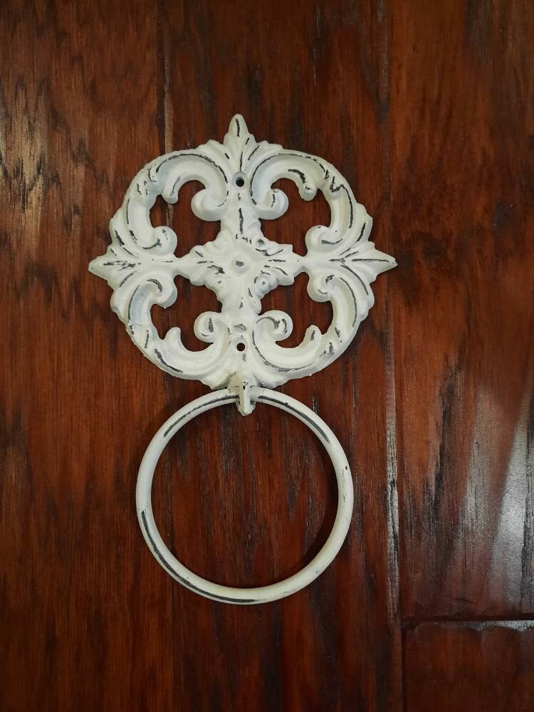 Shabby Chic Towel Ring for Bathroom Wall Decor | PICK YOUR COLOR | Iron Towel Hanger for Bath | Metal Bathroom Hardware | Towel Hook Holder