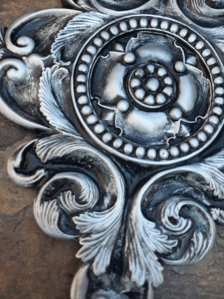 Silver Color Architectural Wall Medallion | PICK YOUR COLOR | Plaster Home Decor | Pick your color | FleurDeLisJunkie | French Country