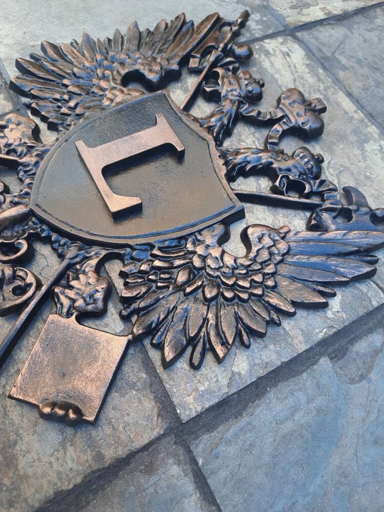 Personalized Shield with Initial. PICK YOUR COLOR. Coat of Arms Shield Medieval Wall Plaque Metal Decor Eagle Monogram Wall Decor