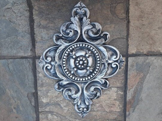 Silver Color Architectural Wall Medallion | PICK YOUR COLOR | Plaster Home Decor | Pick your color | FleurDeLisJunkie | French Country