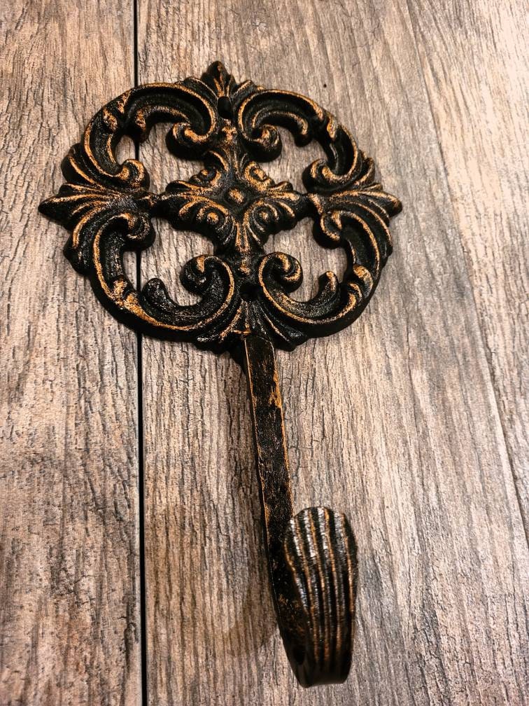 Iron Medallion Wall Hook - PICK YOUR COLOR - Coat Hook, Hat Rack, Jewelry Hook, Old World, Tuscan, Fleur de Lis, Organization Iron wall