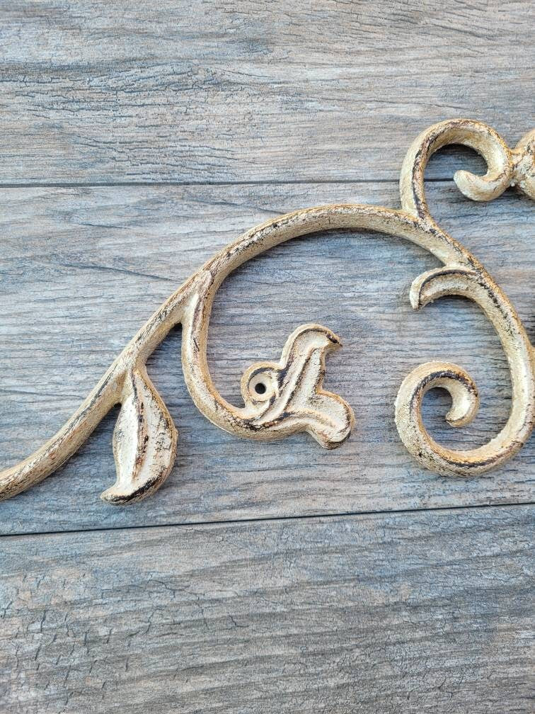 24 in. Cast Iron Topper | Pediment | Wall Plaque | Old World | Tuscan | Medieval | French Country Pediment Over door | FleurDeLisJunkie