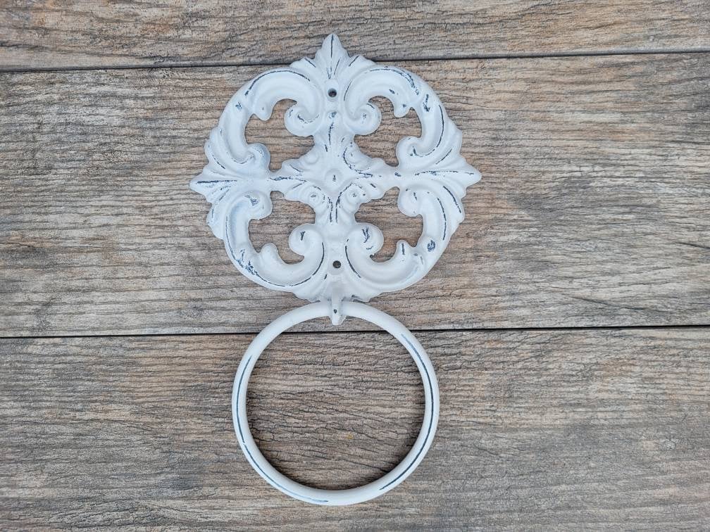 Shabby Chic Towel Ring for Bathroom Wall Decor | PICK YOUR COLOR | Iron Towel Hanger for Bath | Metal Bathroom Hardware | Towel Hook Holder