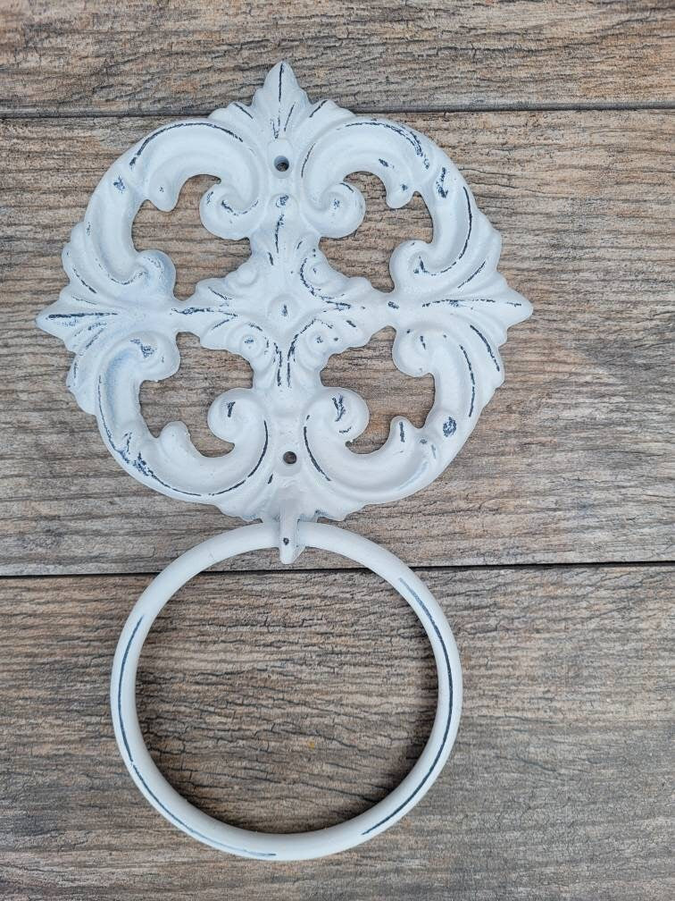 Shabby Chic Towel Ring for Bathroom Wall Decor | PICK YOUR COLOR | Iron Towel Hanger for Bath | Metal Bathroom Hardware | Towel Hook Holder