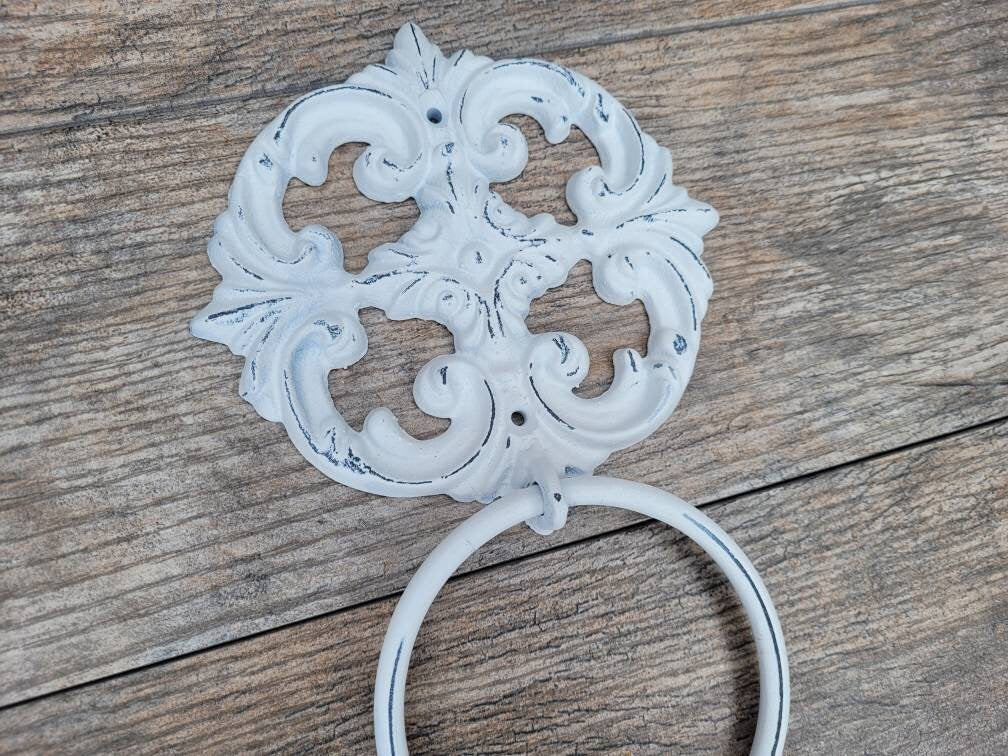 Shabby Chic Towel Ring for Bathroom Wall Decor | PICK YOUR COLOR | Iron Towel Hanger for Bath | Metal Bathroom Hardware | Towel Hook Holder