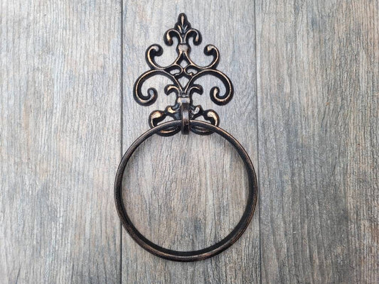 Iron Towel Ring | Fleur De Lis Hand Towel Holder | Metal Towel Hook | Towel Hanger | Bathroom hardware | fixture | Fleurdelisjunkie