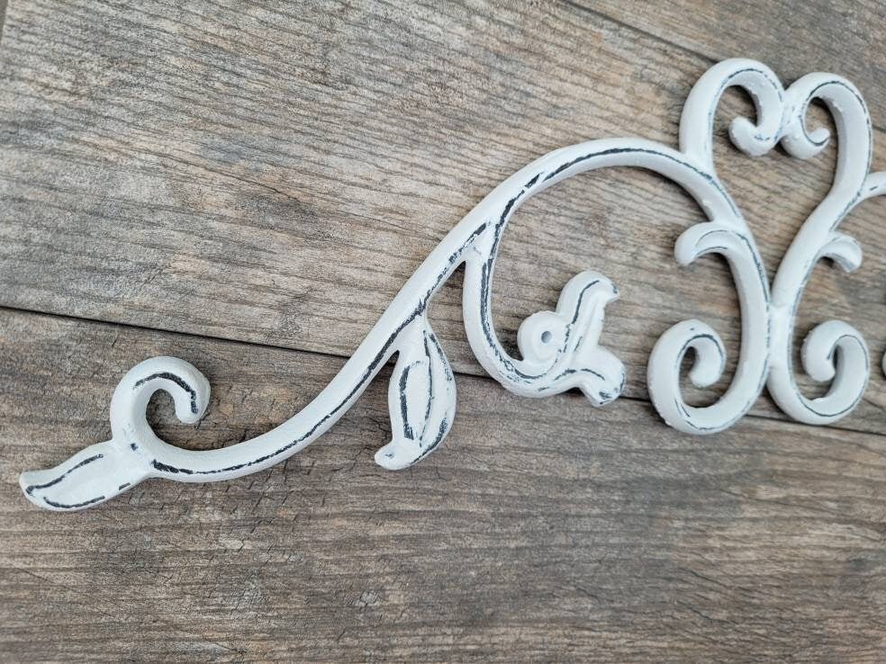 Cast Iron Topper | PICK YOUR COLOR | Pediment | Wall Plaque | Shabby Chic | Beach Cottage | French Country Over door | Fleur de Lis