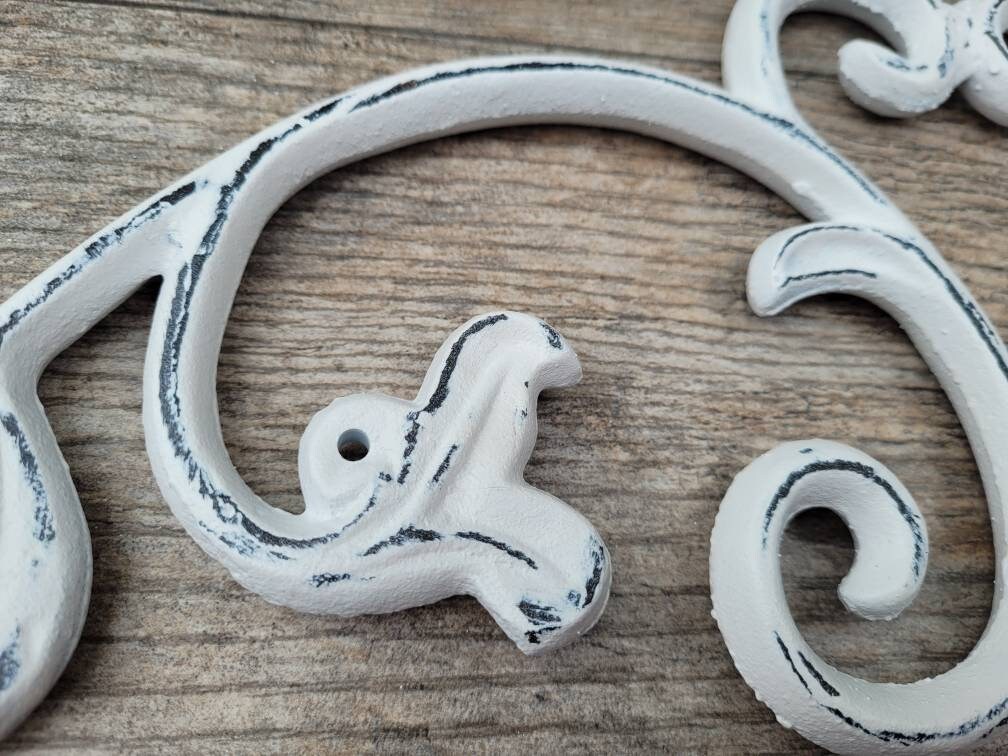 Cast Iron Topper | PICK YOUR COLOR | Pediment | Wall Plaque | Shabby Chic | Beach Cottage | French Country Over door | Fleur de Lis