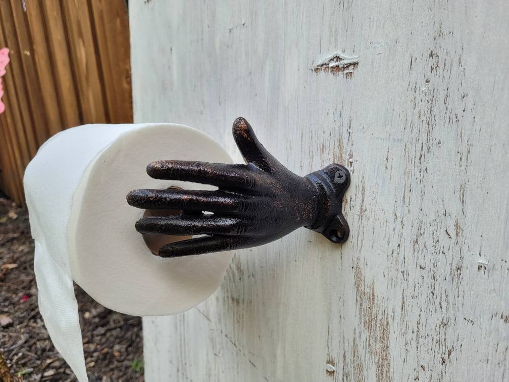 Hand Toilet Paper Holder, TP Holder, Toilet Tissue Holder, towel Wall Hook hanger, Iron Hand TP holder, Modern, PICK your color