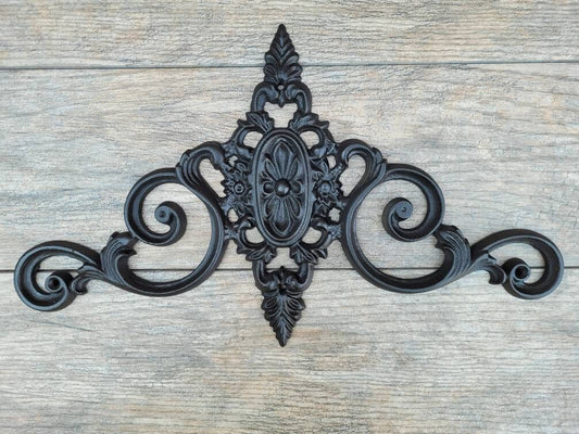 Cast Iron Topper | PICK YOUR COLOR | Pediment | Wall Plaque | Tuscan | Medieval | French Country Pediment | Door topper | FleurDeLisJunkie