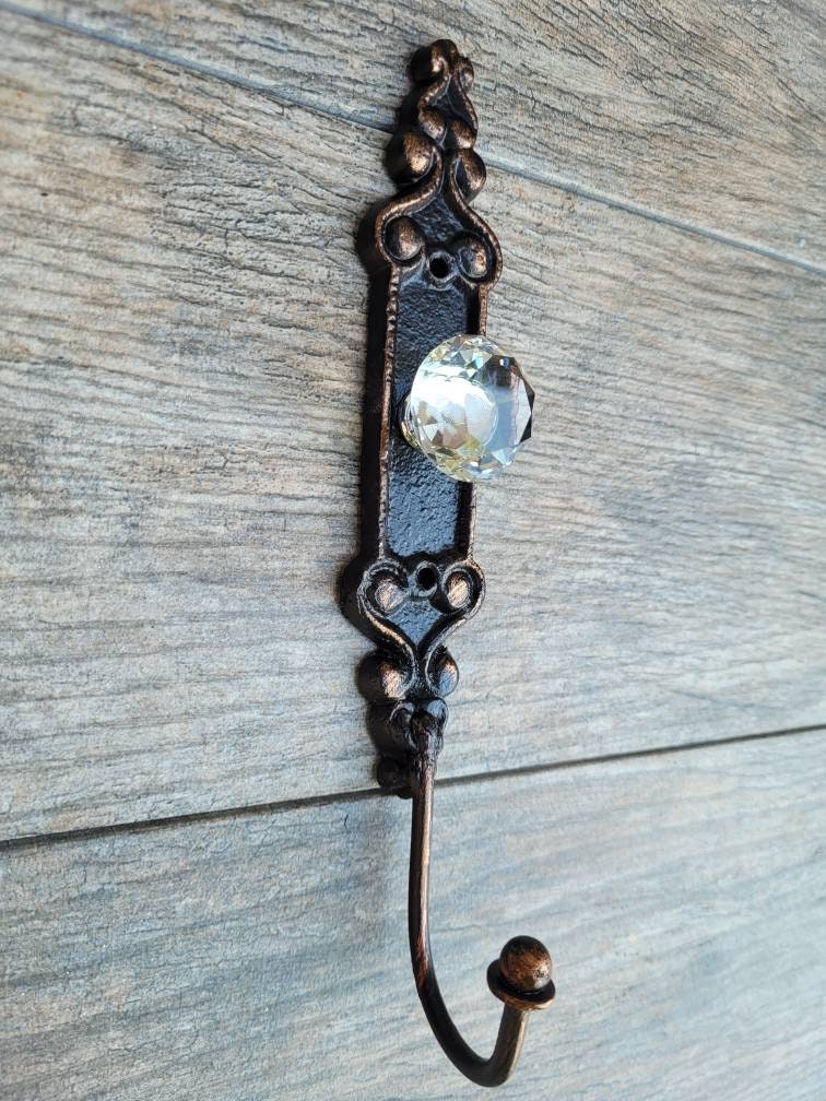 Door knob Wall Hook | PICK YOUR COLOR | Shabby Chic | Cast Iron Wall coat Rack | Wall Hanger | FleurDeLisJunkie | Farmhouse | Crystal Look