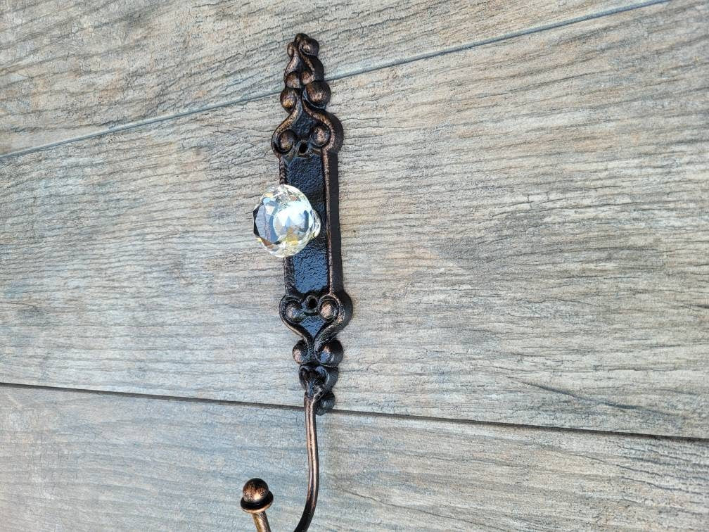 Door knob Wall Hook | PICK YOUR COLOR | Shabby Chic | Cast Iron Wall coat Rack | Wall Hanger | FleurDeLisJunkie | Farmhouse | Crystal Look