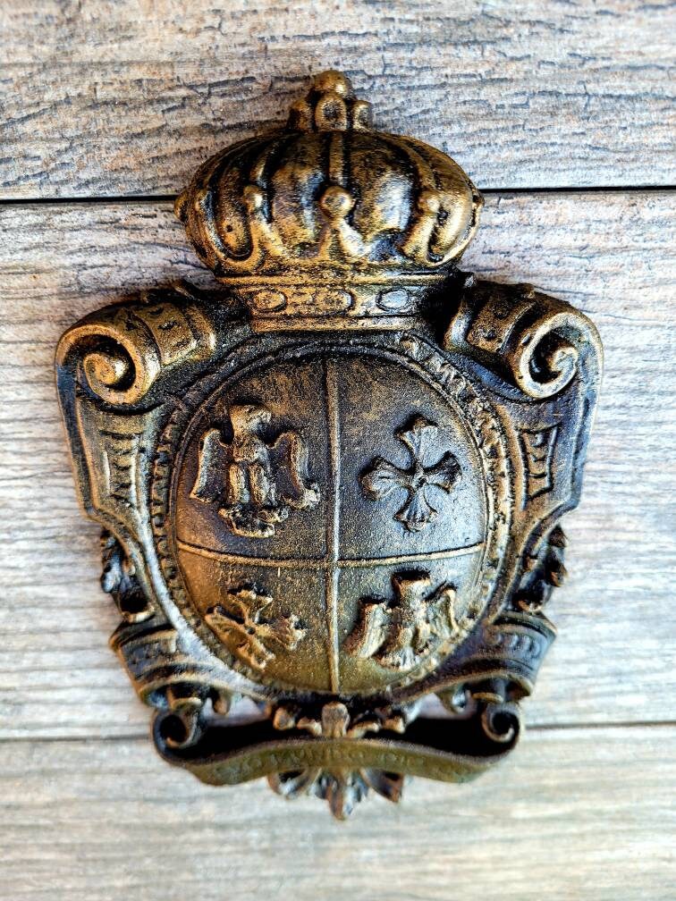 Shield Wall Plaque with Eagle, Cross, Crown| PICK YOUR COLOR | Coat of Arms | Fleur Medieval Home Decor. Royal Office. FleurDeLisJunkie