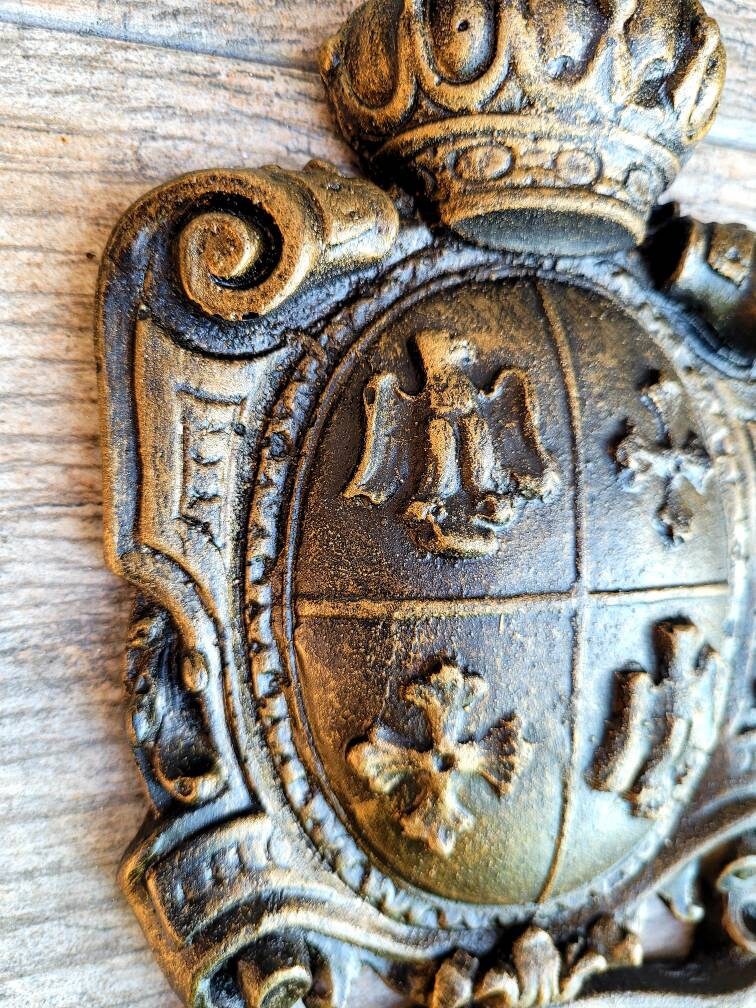 Shield Wall Plaque with Eagle, Cross, Crown| PICK YOUR COLOR | Coat of Arms | Fleur Medieval Home Decor. Royal Office. FleurDeLisJunkie