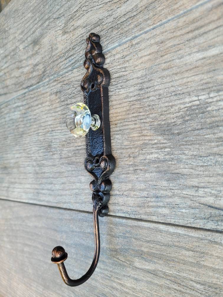 Door knob Wall Hook | PICK YOUR COLOR | Shabby Chic | Cast Iron Wall coat Rack | Wall Hanger | FleurDeLisJunkie | Farmhouse | Crystal Look