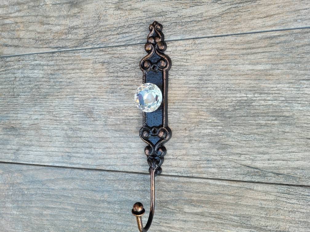 Door knob Wall Hook | PICK YOUR COLOR | Shabby Chic | Cast Iron Wall coat Rack | Wall Hanger | FleurDeLisJunkie | Farmhouse | Crystal Look