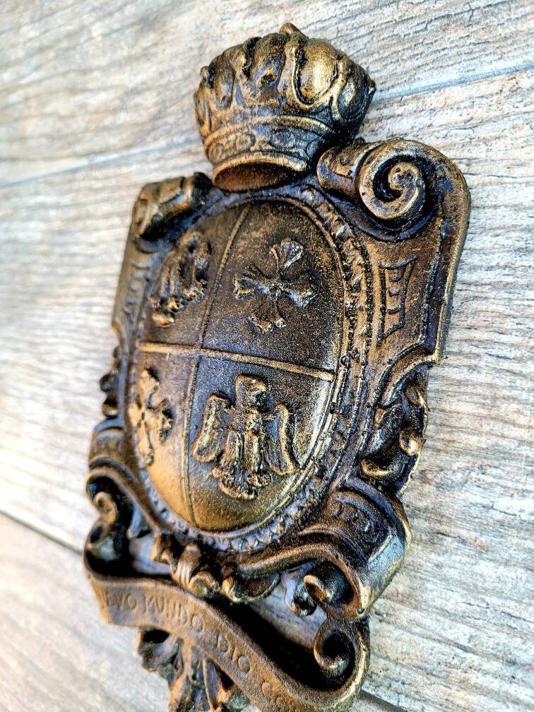 Shield Wall Plaque with Eagle, Cross, Crown| PICK YOUR COLOR | Coat of Arms | Fleur Medieval Home Decor. Royal Office. FleurDeLisJunkie