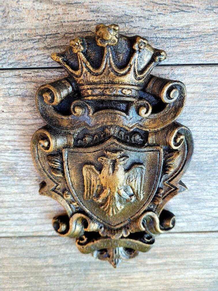 Eagle Shield Wall Plaque | PICK YOUR COLOR | Old World Medieval Decor Crown Fleur de Lis Coat of Arms | FleurDeLisJunkie | Royal Queen King