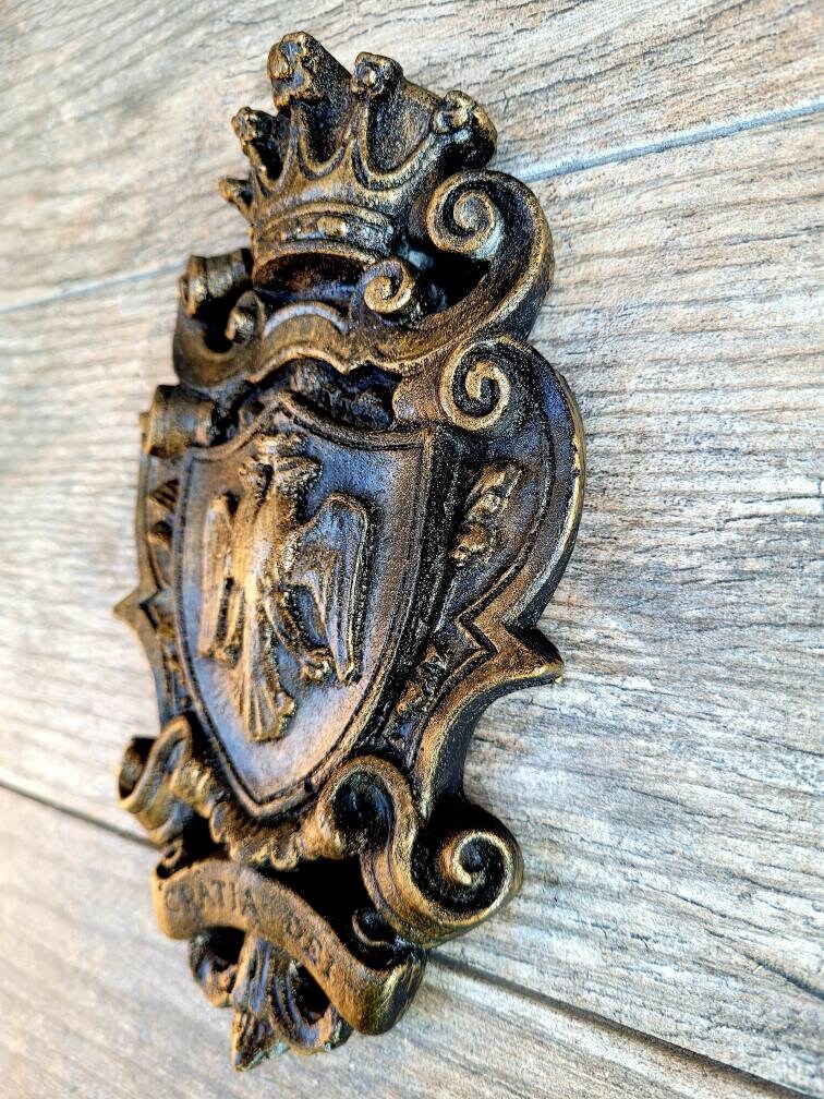 Eagle Shield Wall Plaque | PICK YOUR COLOR | Old World Medieval Decor Crown Fleur de Lis Coat of Arms | FleurDeLisJunkie | Royal Queen King