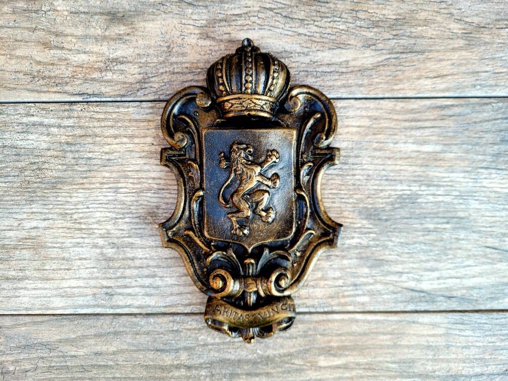 Lion Shield Wall Plaque | PICK YOUR COLOR | Wall Decor | Medieval | Old World | Hand painted | handmade | Fleurdelisjunkie |