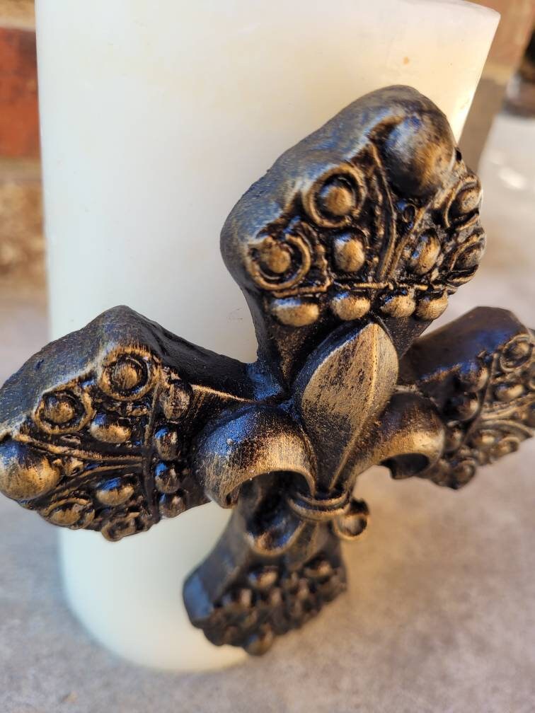 Cross Candle Pin | PICK YOUR COLOR | Fleur de Lis | Old World | Tuscan | French Country | Pillar Candle | Candle Pin | FleurDeLisJunkie |