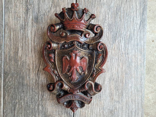 Eagle Shield Wall Plaque Decor | PICK YOUR COLOR | Old World | Crown | Fleur de Lis | Coat of Arms | Eagle Shield, Red  FleurDeLisJunkie