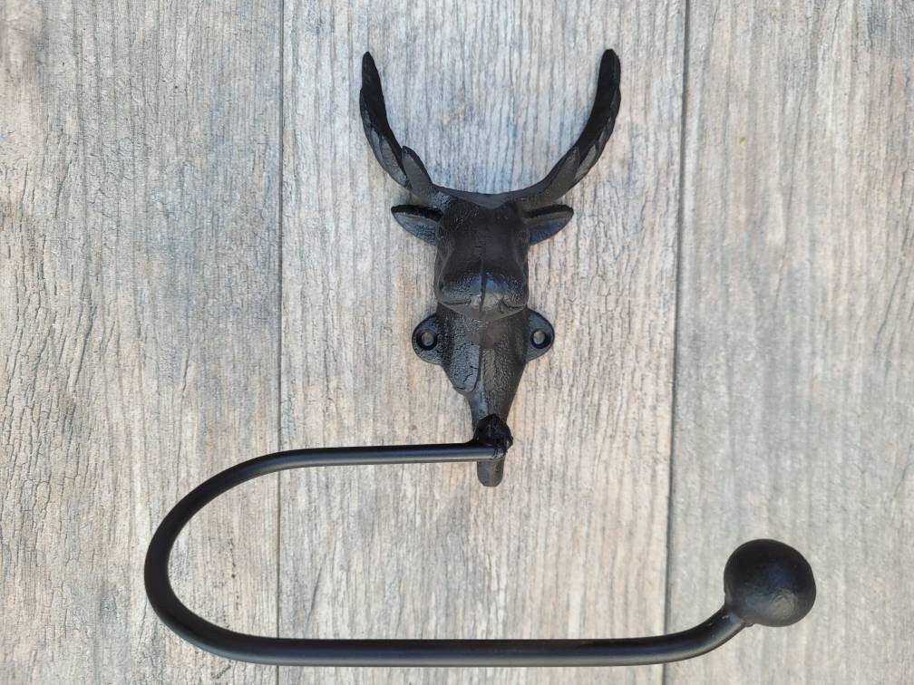 Moose Bathroom Toilet Paper Holder, PICK your COLOR, TP Holder, Towel rack, Wall Hook. Ranch cabin, Rustic Bath fixture Antlers, Tissue