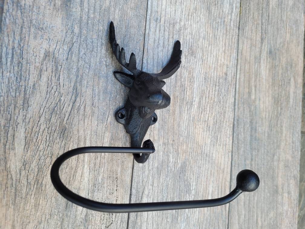 Moose Bathroom Toilet Paper Holder, PICK your COLOR, TP Holder, Towel rack, Wall Hook. Ranch cabin, Rustic Bath fixture Antlers, Tissue