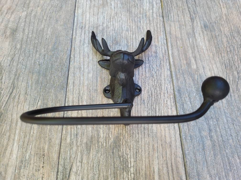 Moose Bathroom Toilet Paper Holder, PICK your COLOR, TP Holder, Towel rack, Wall Hook. Ranch cabin, Rustic Bath fixture Antlers, Tissue