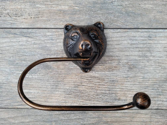 Bear Bathroom Toilet Paper Holder, Pick Your Color, TP Holder, Nature Wall Decor. Ranch, cabin, Rustic Bath fixture, Baylor, Chicago Bears